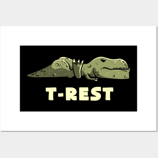 T-Rest Lazy Funny Dinosaur Gift Posters and Art